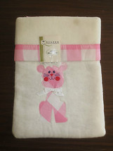 Soft Pink & White Quiltex Puppy Baby Crib Acrylic Blanket - Nip - £11.95 GBP