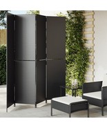  Room Divider 4 Panels Black Poly Rattan - $248.22 CAD