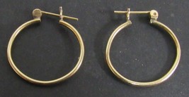 14k Yellow Gold  Hoop Earrings .75&quot; Beautiful Delicate Lever Backs 1g - £69.89 GBP