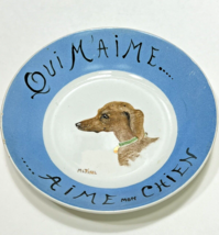 Edmond Goyard Paris France Hand Painted French Dog Bowl Porcelain RARE Pet Chic - £250.11 GBP