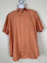Peter Millar Men Size L Orange Check Gigham Button Up Shirt Short Sleeve - £8.50 GBP