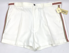 Vintage 1970&#39;s Tennis Athletic Shorts 36 Polyester Terry Cloth Side Stri... - £29.88 GBP