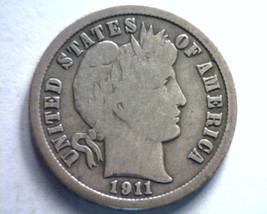 1911 BARBER DIME VERY GOOD / FINE VG/F NICE ORIGINAL COIN BOBS COINS 99c... - $8.00