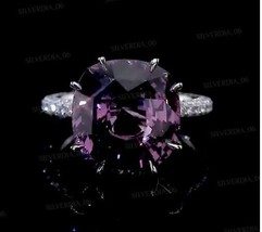 2Ct Cushion Cut Simulated Amethyst Solitaire Women&#39;s Ring 925 Sterling Silver - £94.95 GBP