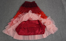 Red Tiered Tulle Skirt Outfit Women Plus Size Layered Tulle Maxi Skirt image 7