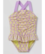 Cat &amp; Jack Baby Girl Fruit Print One Piece Swimsuit Lemon Print with Sna... - $10.95 CAD