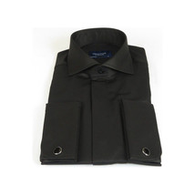 Men Sateen Cotton Blend Shirt Manschett Quesste Turkey Slim Fit 4130-03 Black image 4