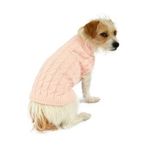 House of Barker Cable Knit/Bone, Dog Sweater - Pink (XS/12&quot;-14&quot; Chest Girth) NEW - £11.78 GBP