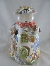 Vintage Whimsical Cow Candle Tealight Holder 10&quot; Glazed Finish - £21.70 GBP