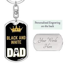 Cat Keyring Gift Cat Key Ring Black And White Cat Dad King Swivel Keychain Stain - £32.06 GBP