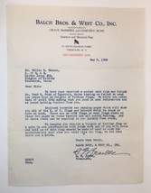 Vtg 1938 Balch Bros. &amp; West Co. Inc. Letter Regarding Knights of Pythias Flags - $15.00