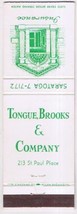 Matchbook Cover Tongue Brooks &amp; Company Baltimore Maryland - £2.28 GBP