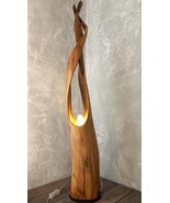 Unique Sculptural Desk Floor Lamp, Tall Wooden Table Lamp, Illuminated Sculpture - $390.00