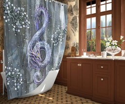 Stone Music Dragon Shower Curtain, Treble Clef Note, Gemstone Bathroom Decor - £56.75 GBP