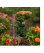 Handmade Gator Rain Gauge – Haitian Artisan Outdoor Garden Décor. - $971.94 MXN