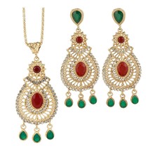 Sunspicems Chic Gold Color Bride Wedding Jewelry Set Morocco Big Earring Necklac - £18.86 GBP