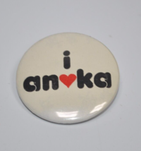 Vintage 70s 80s I Heart/Love Anoka - MN 1-1/2&quot; Pinback Button - Minnesota - £11.62 GBP