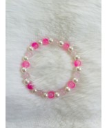 Dark pink and light pink glass bead bracelet with faux pearls. - $7.00