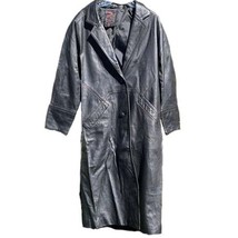 Global Identity GIII Vintage Black Leather Long Duster Coat Womens Large... - $69.00