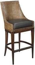 Bar Stool Woodbridge Transitional Brown Woven Leather Curved Back - £1,282.13 GBP