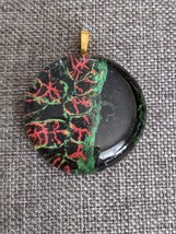 Funky Red and Green on Black Domed Glass Marble Pendant Kit FU1056 - £7.99 GBP