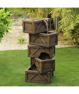 Luxen Home Cement Tiered Crates Outdoor Fountain - £173.66 GBP