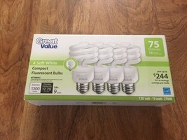 Great Value Soft White Compact Fluorescent Bulbs (4-Pack) 75 W Equivalent - $14.99