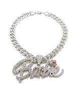 Iced Pink Barbie Lips Pendant 10mm/18&quot; or 20&quot; Ice Bling Cuban Chain RC4082 - £39.55 GBP