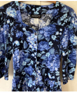 Blue floral tiered vintage late 1980&#39;s dress Champagne west brand made i... - $24.70