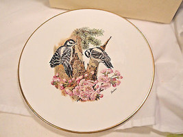 Boehm Porcelain Bird Plate Downy Woodpeckers Woodland Bird Series - £19.92 GBP