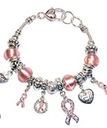 Landau Pandora Inspired Breast Cancer Awareness Silver Adjustable Bracelet - $18.99