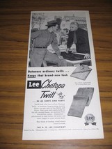 1953 Print Ad Lee Chetopa Twill Work Shirts &amp; Pants Farm Barn Being Built - $10.94