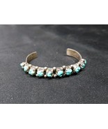 Vintage ZUNI Navajo Sterling Silver TURQUOISE NUGGET Row CUFF Bracelet - $252.59 CAD