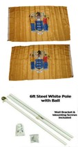 AES New Jersey 3&#39;x5&#39; Polyester 2 Ply Double Sided Flag with 6&#39; White Fla... - $463.76 MXN
