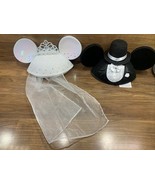 Authentic Disney ParksMickey &amp; Minnie Mouse Wedding Groom and Bride Ears... - $525.21 MXN