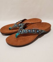Vionic Womens Floriana Thong Sandal Arch Support Teal Turquoise Snake Si... - £35.52 GBP
