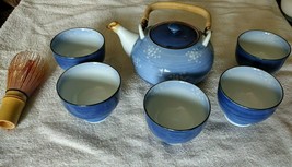 Signed Porcelain Japanese Tea Set with Tea Ceremony Brush - 7PC Set - £78.65 GBP