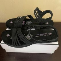 Skechers Memory Foam Strappy Sandals Black Women Ankle Strap Comfort Shoes - $23.51