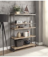Brantley Oak &amp; Sandy Black Finish Bookshelf - Modern Storage Unit - $9,689.86 MXN
