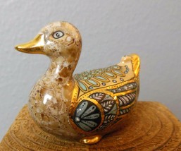 Vintage Unikat Duck with Gold Accents Hand Made in Poland 2&quot; - £35.61 GBP