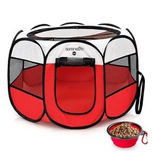 SereneLife Large Portable and Foldable Pet Tent, Indoor &amp; Outdoor Use (Red) - £43.60 GBP