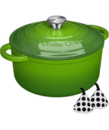 5QT Green Enameled Cast Iron Dutch Oven Pot w/ Lid Heavy-Duty Cookware, Green - $75.82