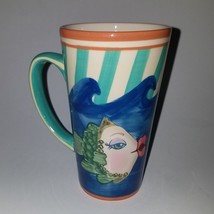 Katherine&#39;s Collection Kissing Fish Mug Puckered Lips Blue Green Pink 5.... - $34.60