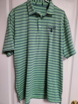 ROBERT TRENT JONES GOLF TRAIL Blue Striped Green Polo Shirt Men&#39;s Size L... - £8.65 GBP