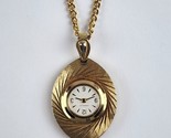 Caravelle Pendant Necklace Watch Wind-Up Gold Tone Teardrop Works Great ... - $37.61