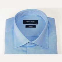 Mens 100% Cotton Shirt From Turkey Manschett by Quesste Slim Fit 4029-08 Blue image 2