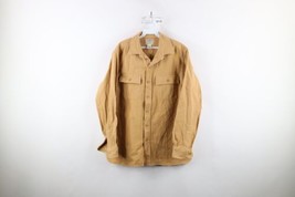 Vtg LL Bean Mens Medium Faded Chamois Cloth Collared Button Shirt Wheat Brown - £35.57 GBP