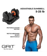 ADJUSTABLE DUMBBELL 5-25 LBS (Single) by Grit Elite - £111.11 GBP