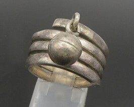 MEXICO 925 Silver - Vintage Dangle Bead Ball Multi Row Wrap Ring Sz 9 - RG24474 - £58.39 GBP