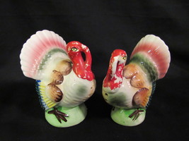 Turkey Salt &amp; Pepper Shaker Set Made in Japan, Red Cold Paint Wear, Than... - $15.00
